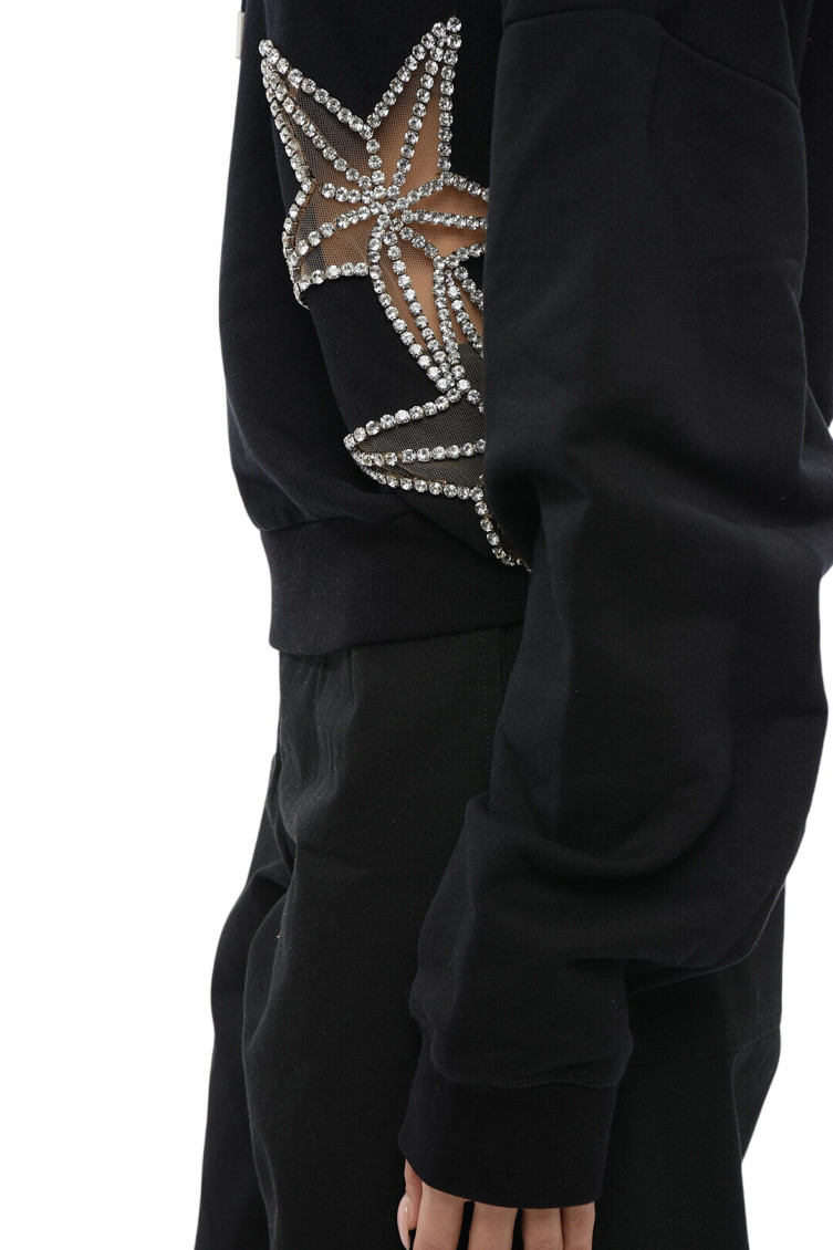 Black Embellished Hood Sweatshirt