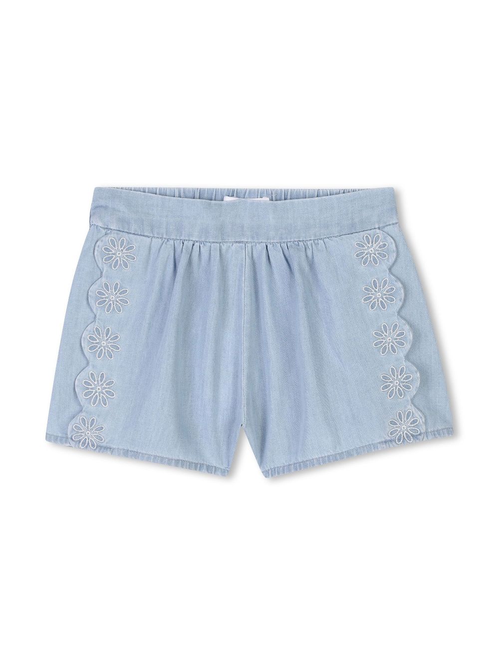 Scallop-edge denim shorts - Blue