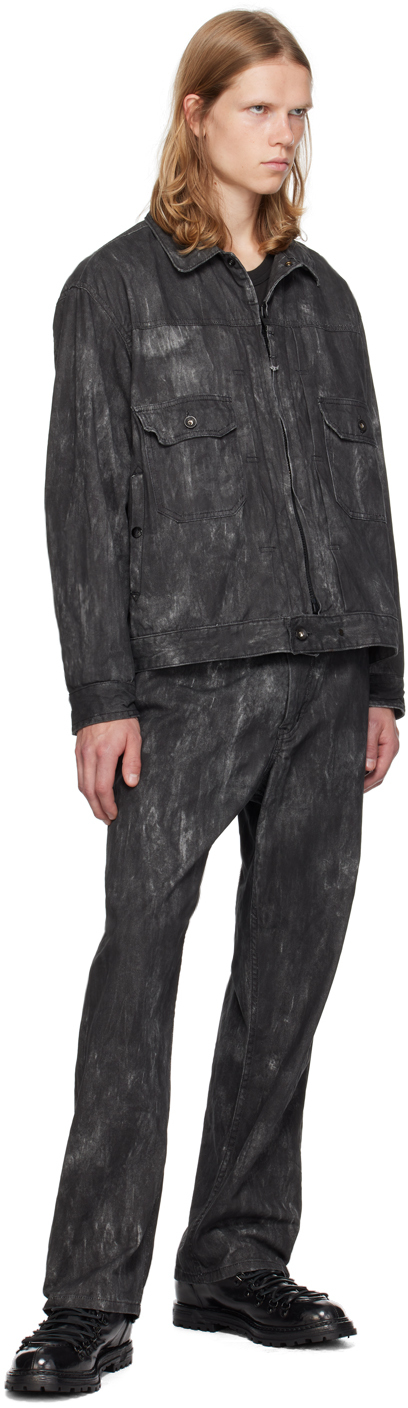 Engineered Garments Black Distressed Print Denim Jacket