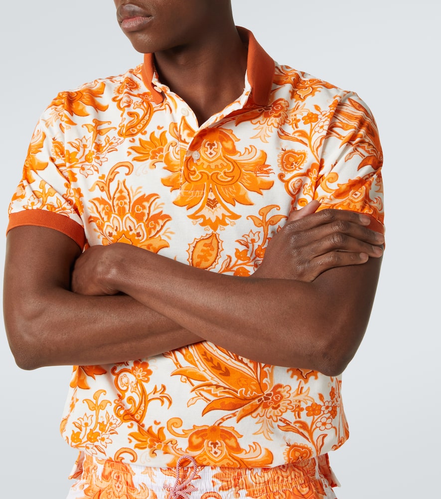 Printed cotton polo shirt
