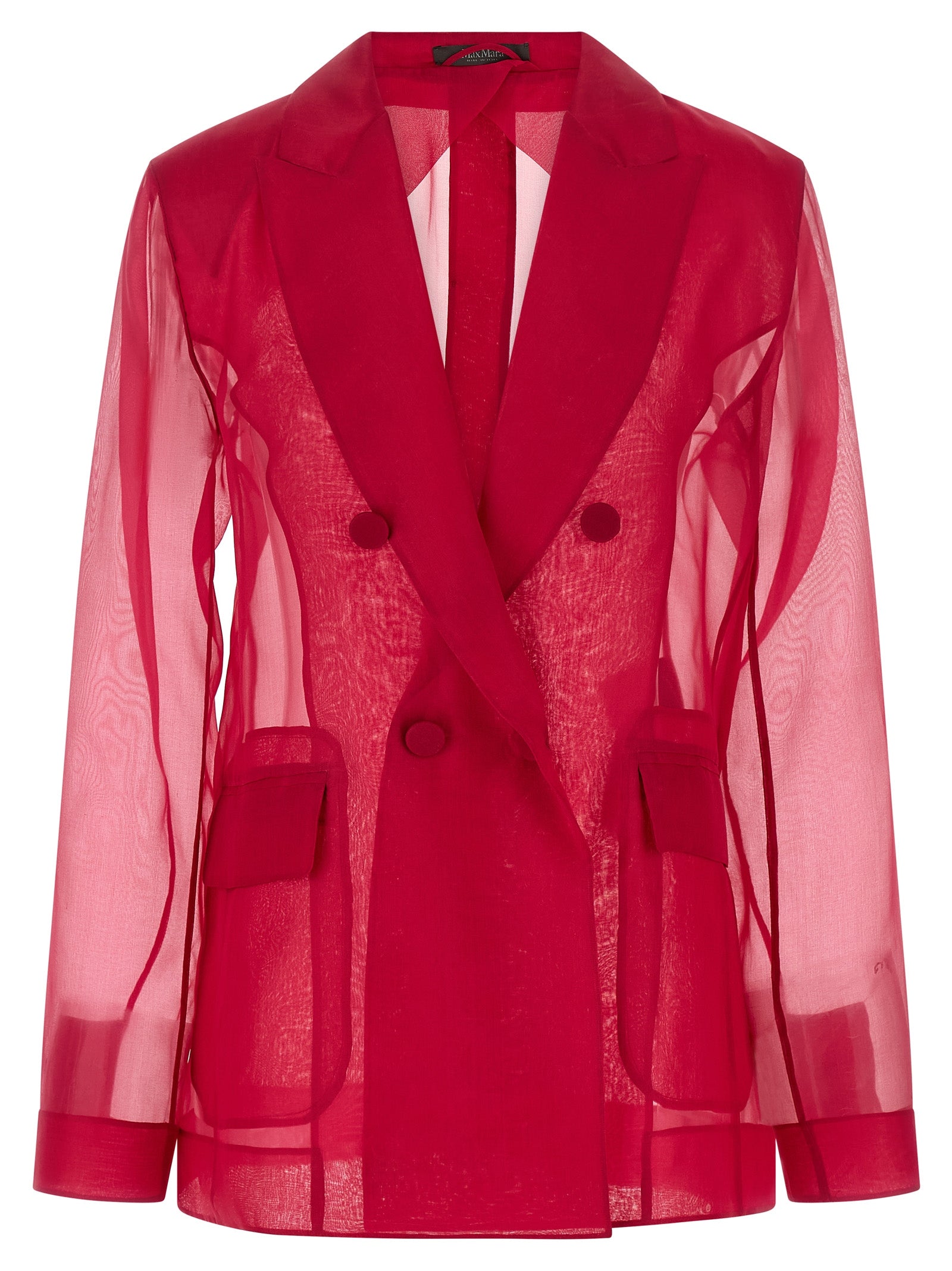 Semi-Transparent Silk Organza Blazer — Red