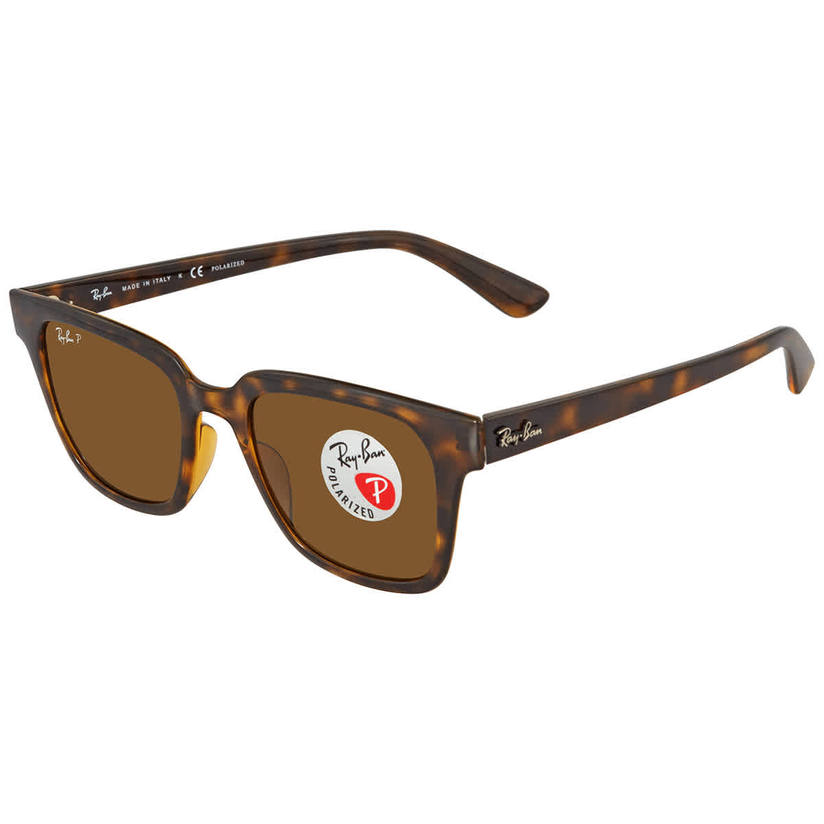 Brown Polarized Square Unisex Sunglasses RB4323 710/83 51