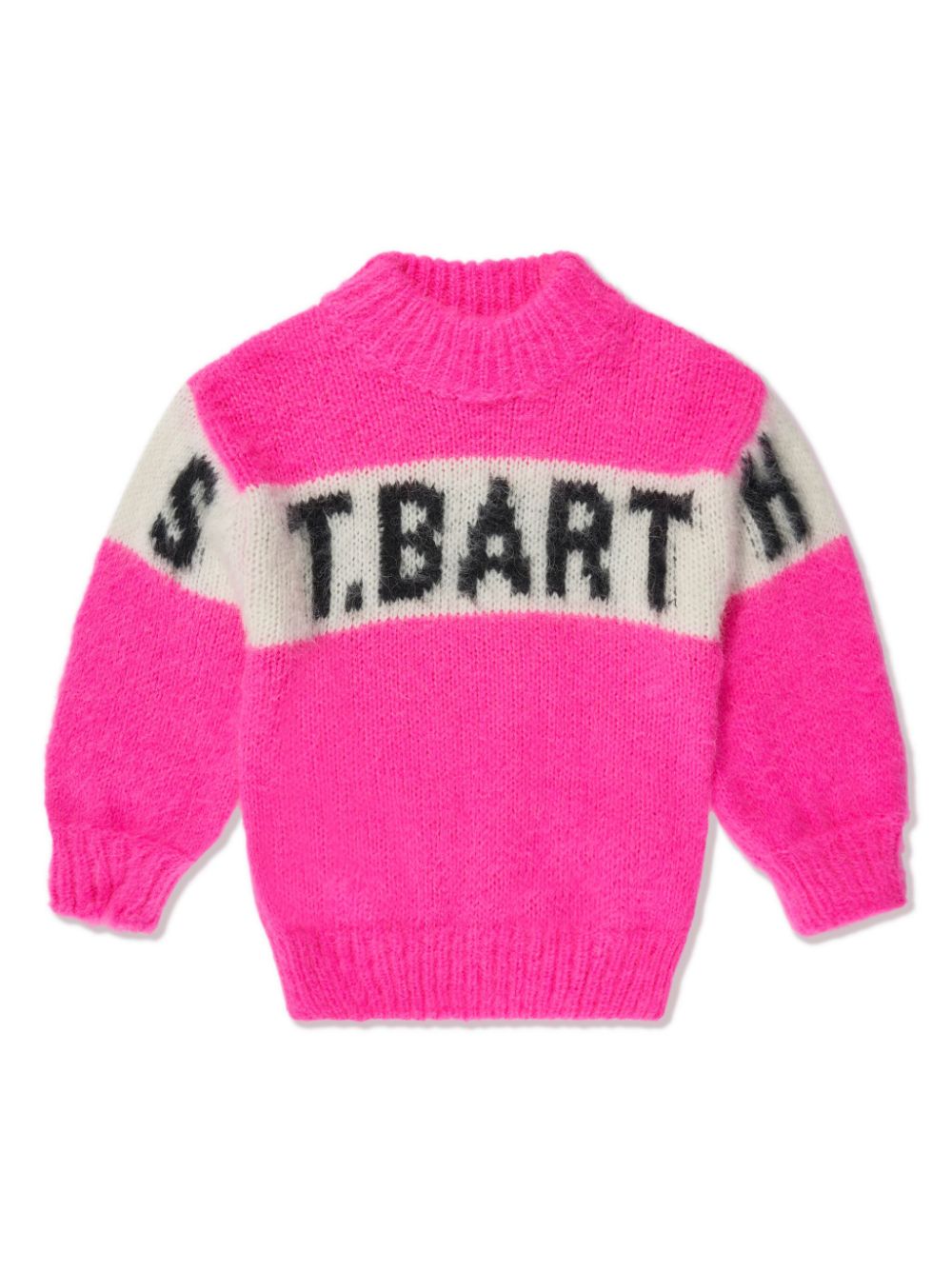 Intarsia-knit mock-neck jumper - Pink
