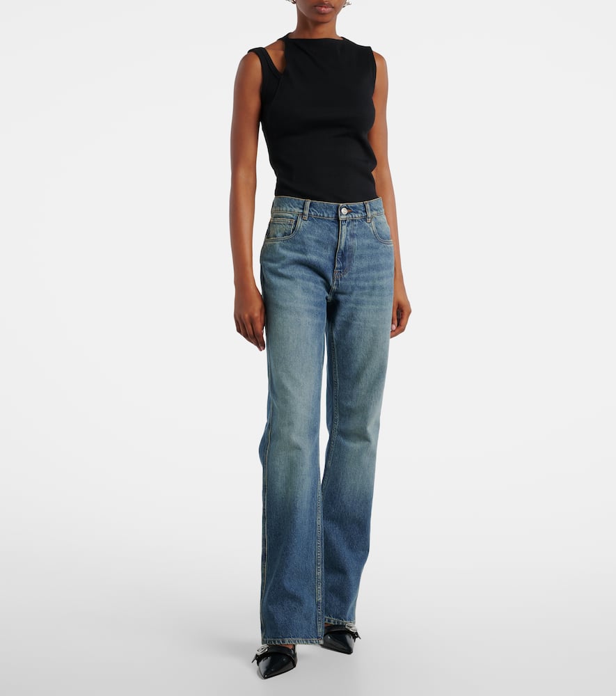 Mid-rise straight jeans