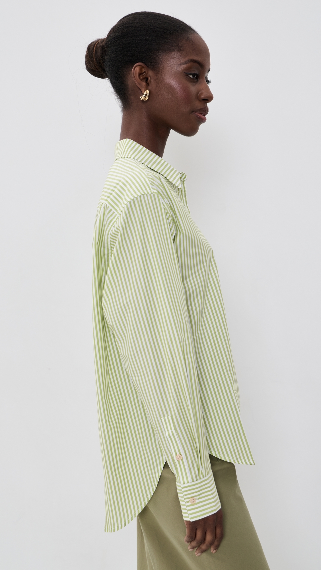 The Weekend Button Down Shirt Lime Stripe P