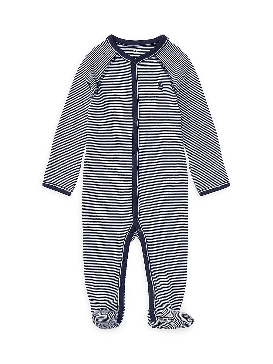 Baby Boy's Striped Cotton Jersey Footie - French Navy