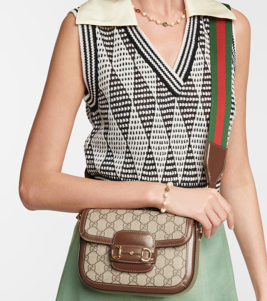 Gucci Gucci Horsebit 1955 Mini leather-trimmed shoulder bag