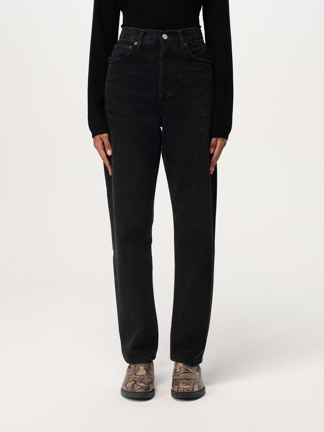 Mid-rise wide-leg jeans - Black