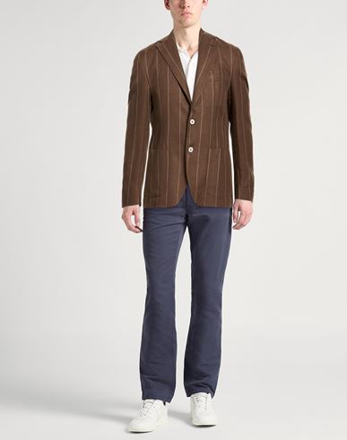 Man Blazer Brown Size 40 Linen, Wool
