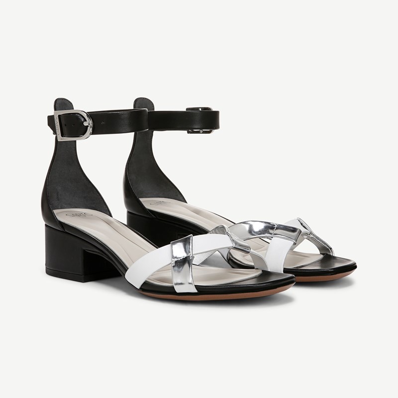 Sarto By Shoes Sarto Nerissa Dress Sandal Black/white/silver Leather