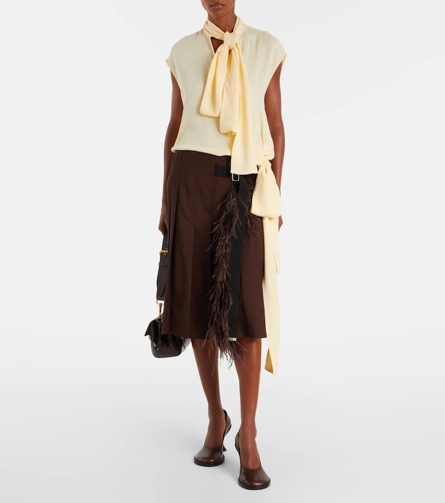 Asymmetric tie-neck blouse