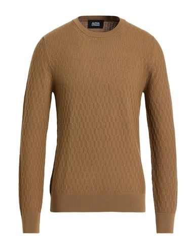 Man Sweater Camel Size 42 Wool