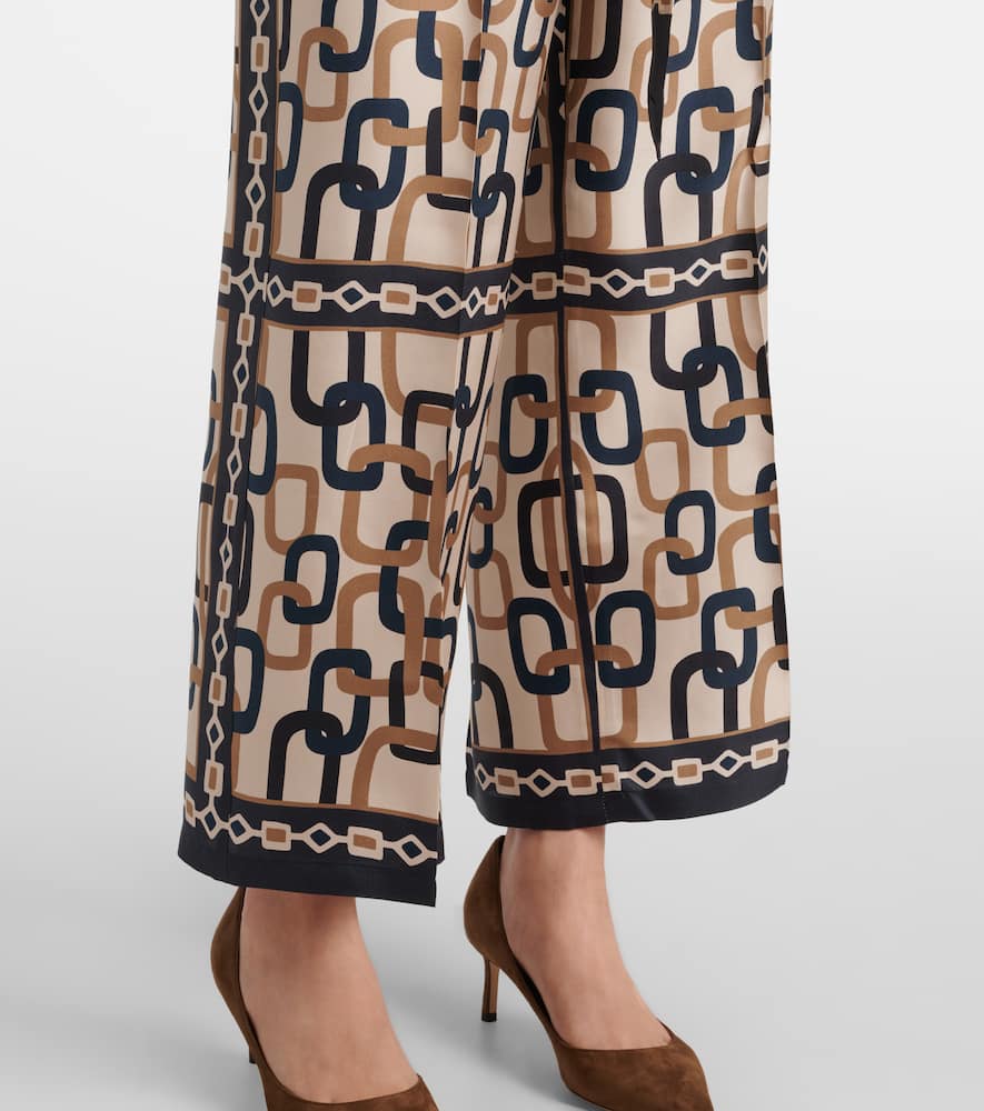 Brina printed silk twill wide-leg pants