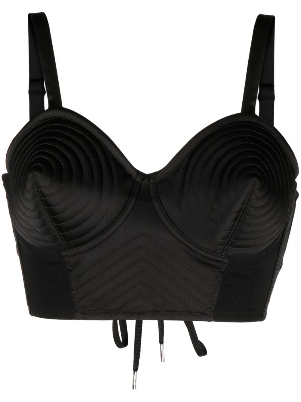 Quilted Conical Corset Top — Black