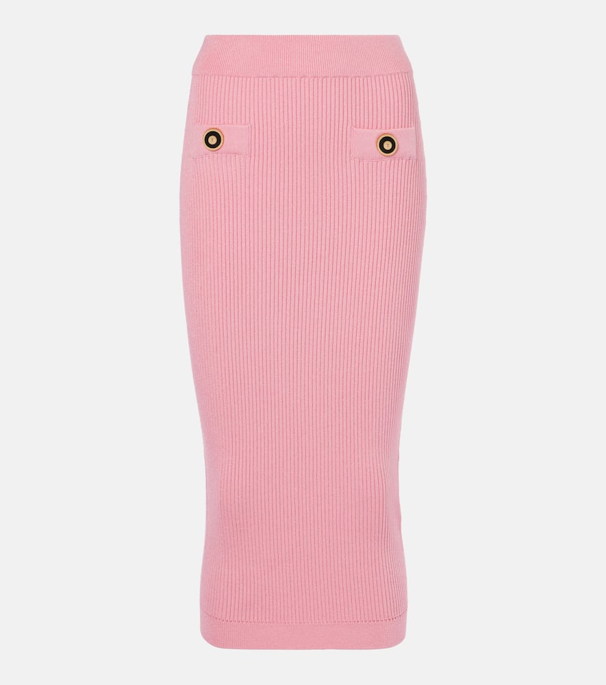 Ribbed-knit midi skirt
