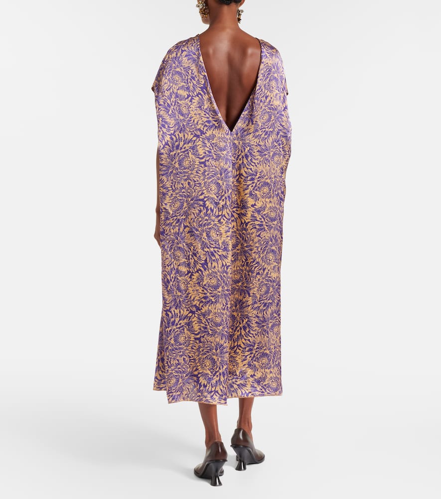 Floral silk satin midi dress