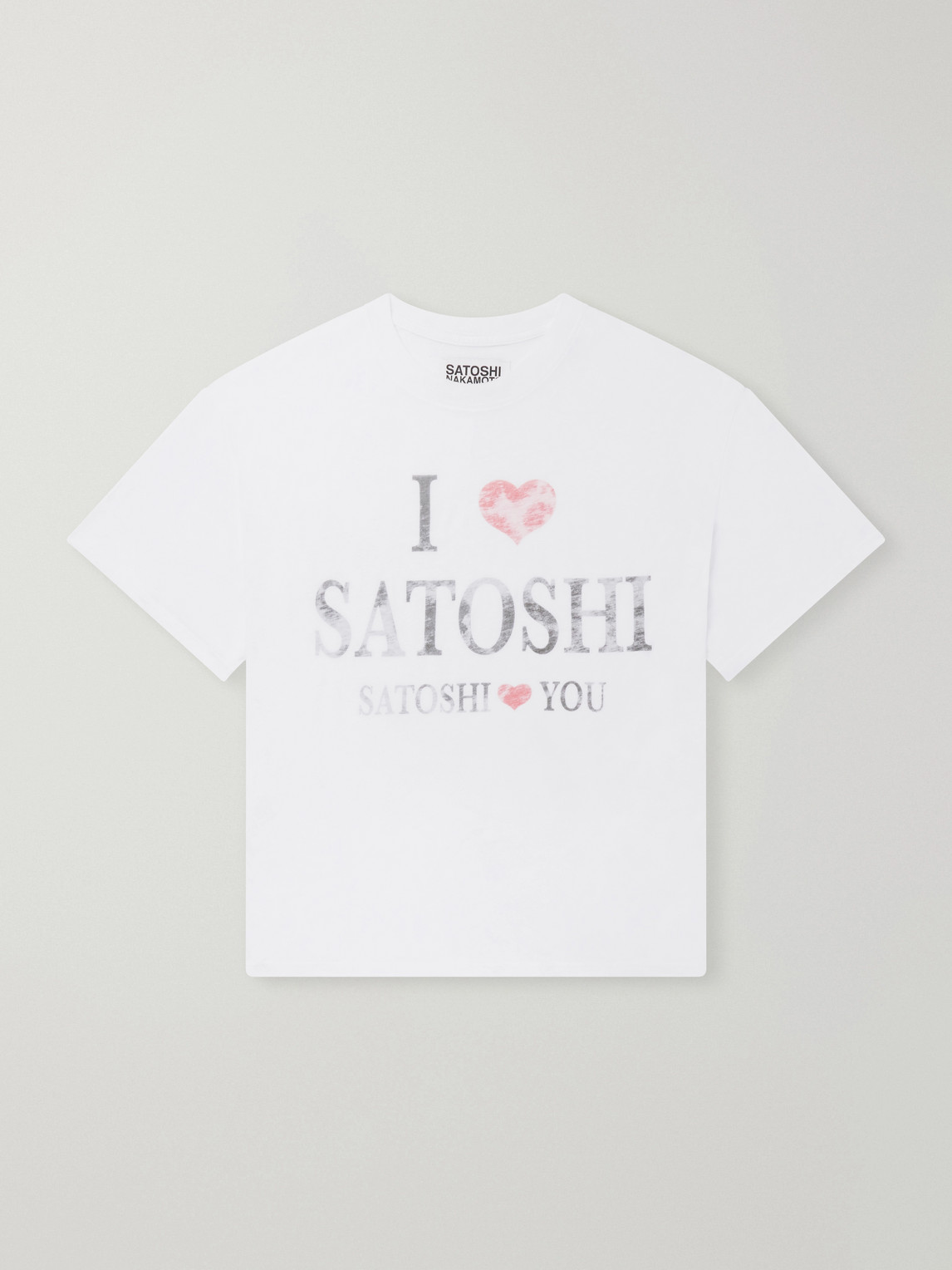 I Love Satoshi Printed Distressed T-Shirt