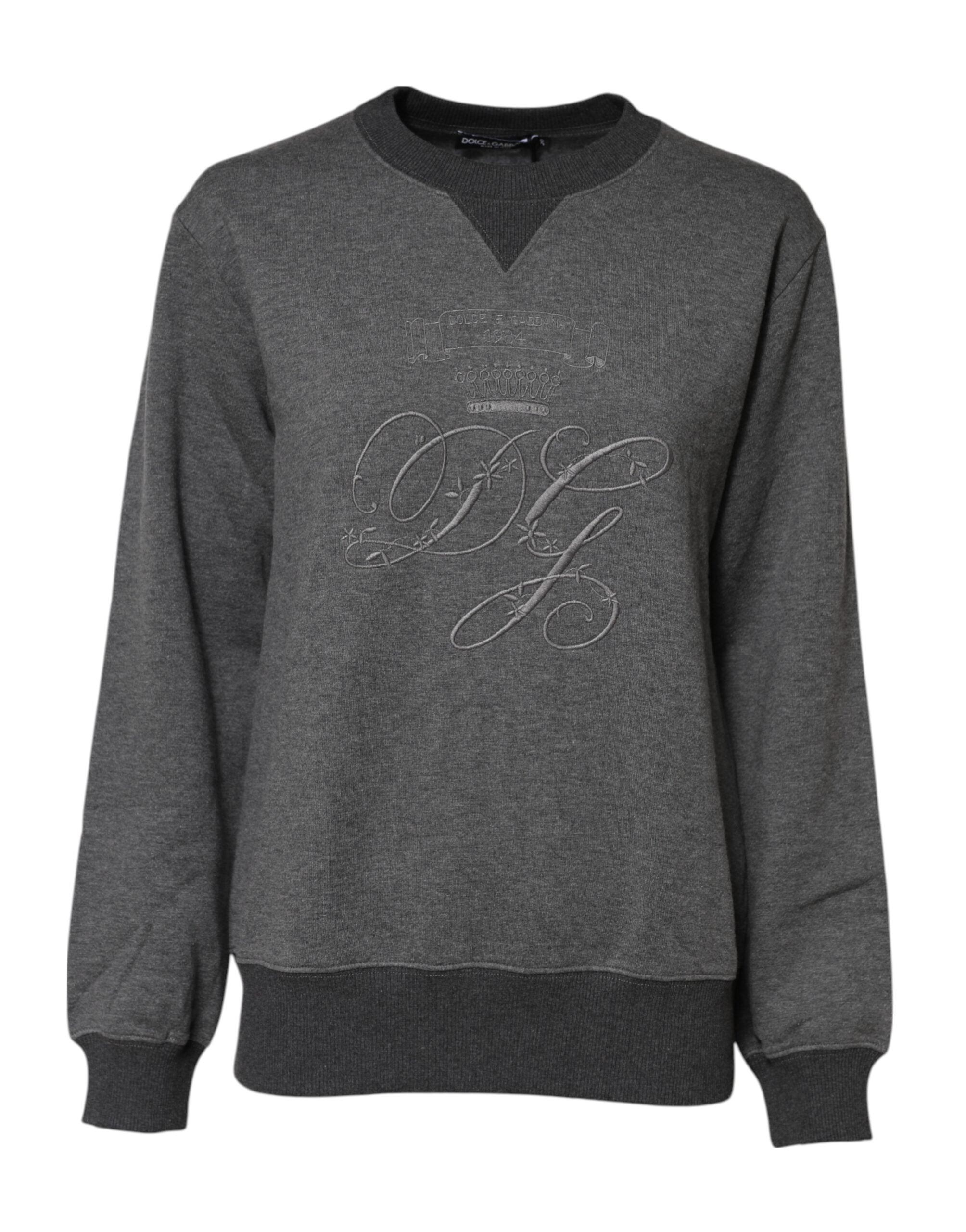 DG Logo-Embroidered Cotton Cashmere Sweatshirt — Gray
