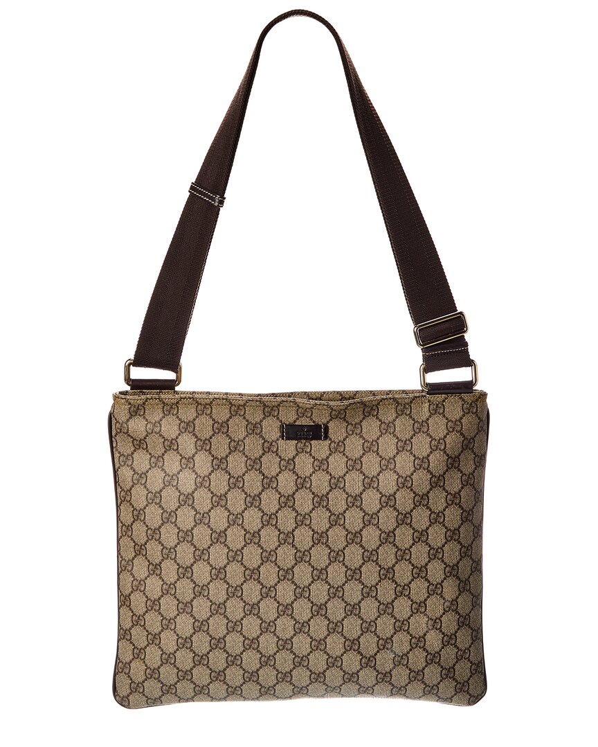 Beige GG Supreme Canvas Monogram Medium Flat Messenger Bag (Authentic  Pre-Loved)
