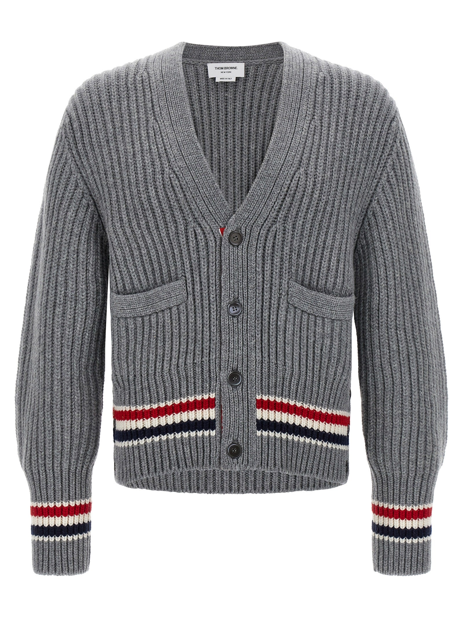 Ribbed Cashmere Cardigan — Gray