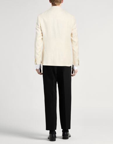 Man Blazer Ivory Size 42 Linen, Virgin Wool