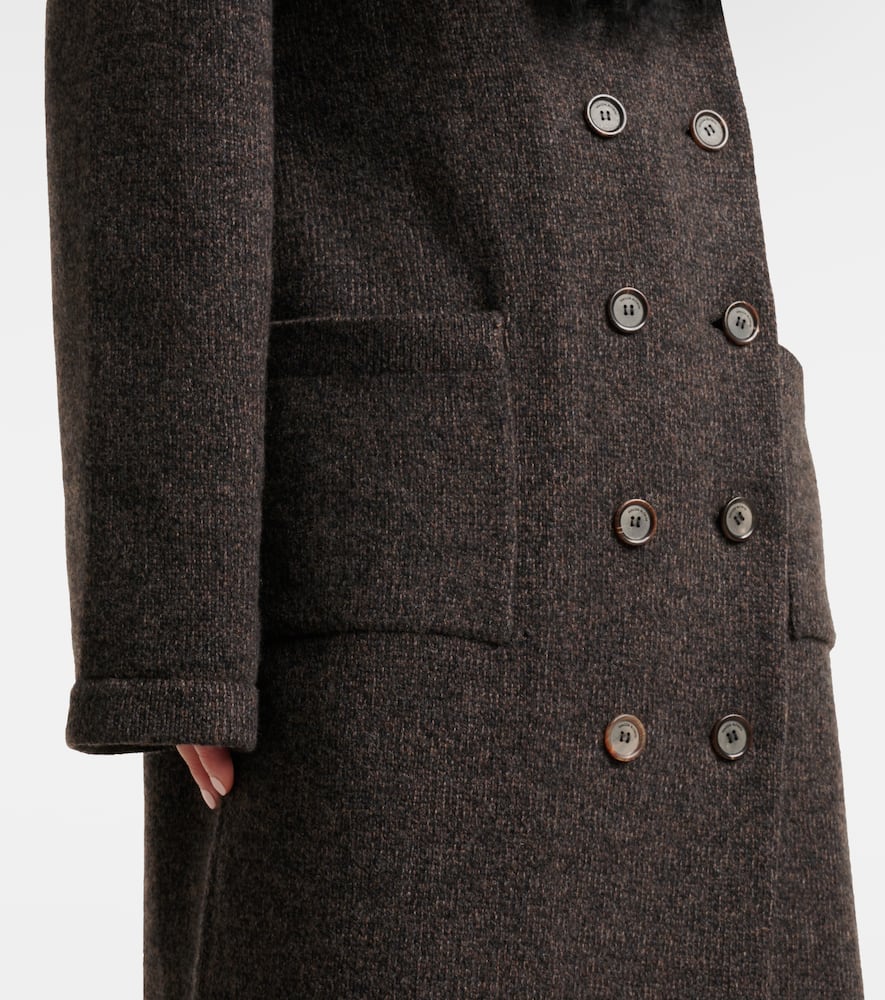 Shearling-trimmed cashmere coat