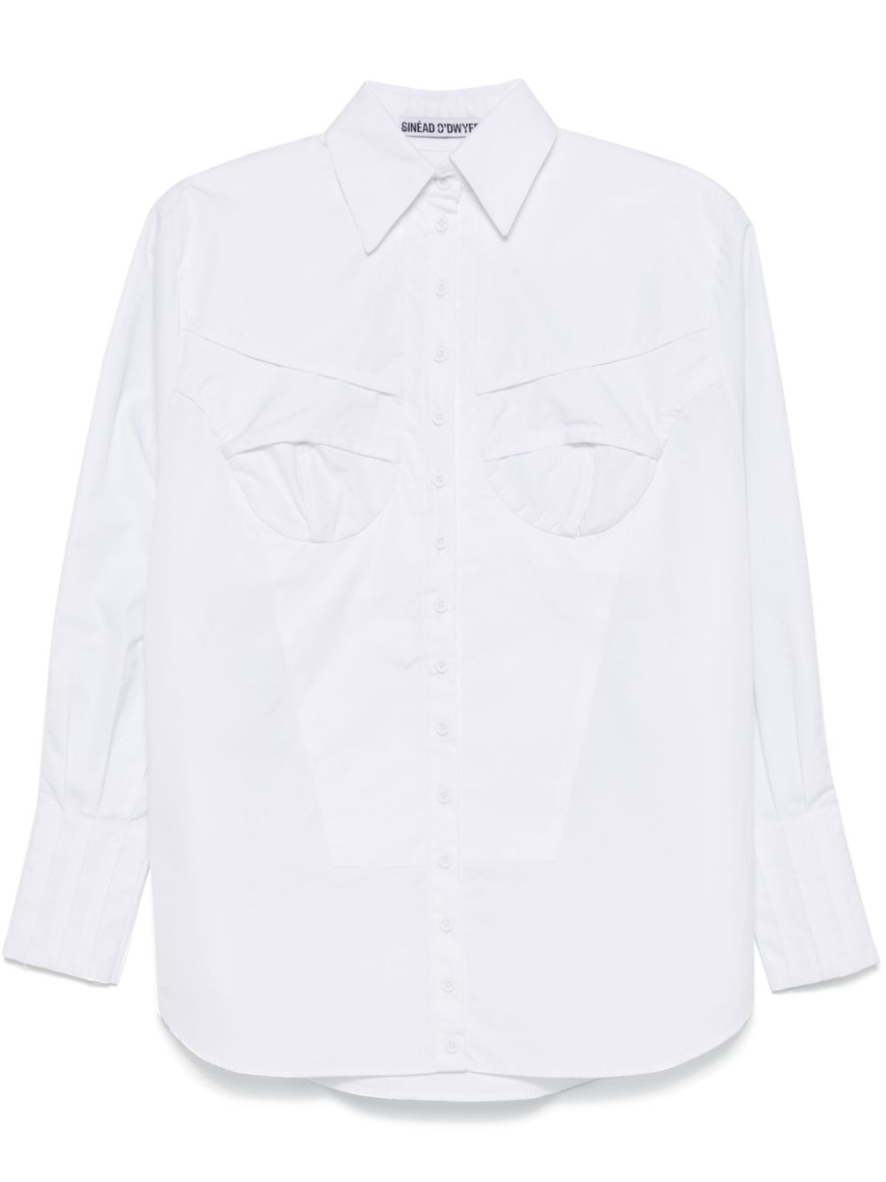 Bib-detail cotton shirt - White