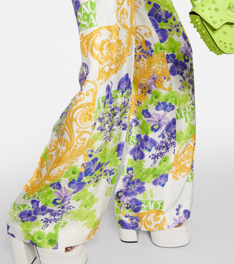 Floral silk pants