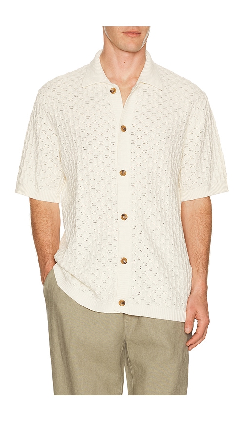 Les Deux Gespertus Knitted Shirt in White. - M also in L, S, XL/1X