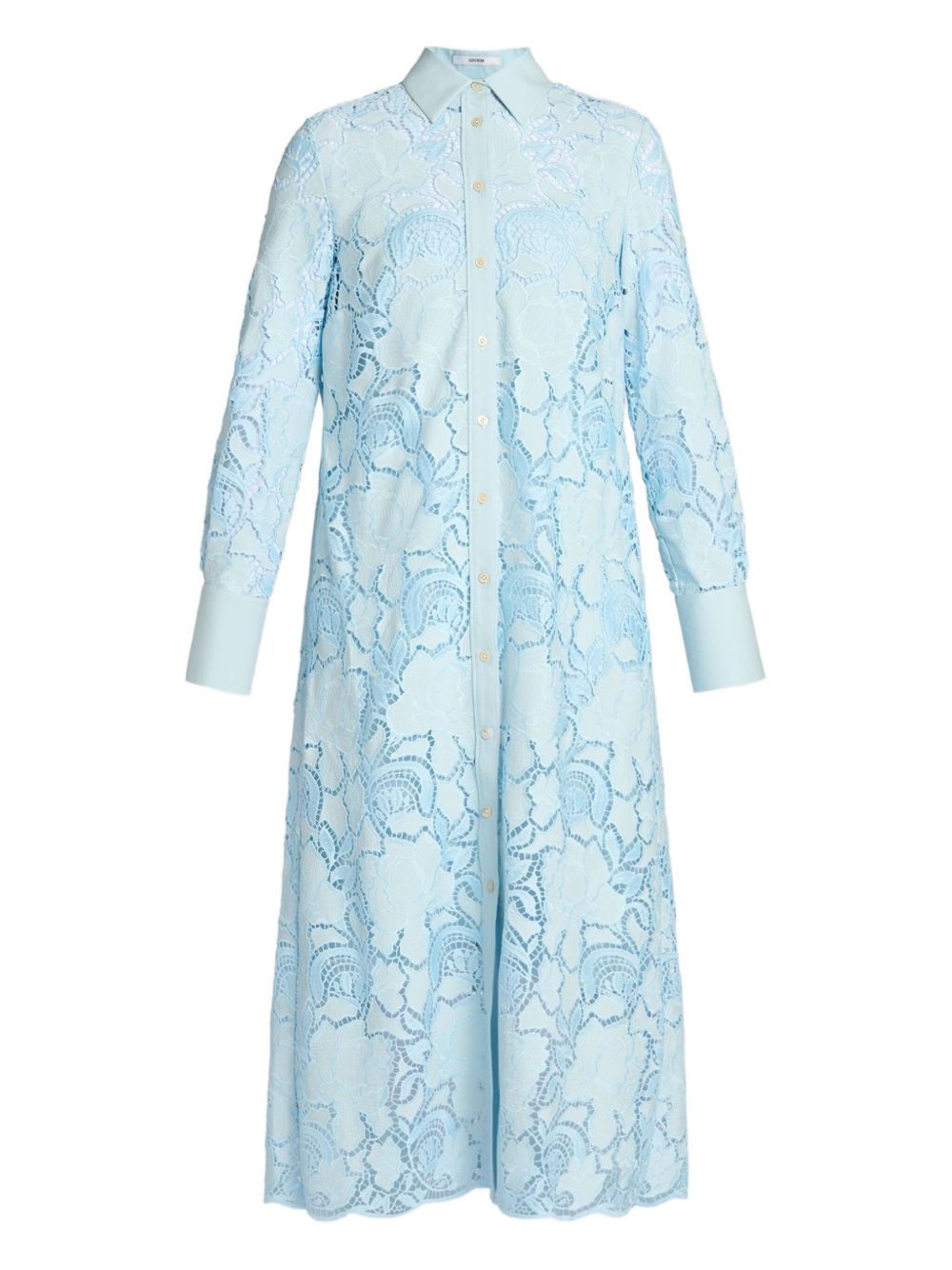 Floral-lace shirt dress - Blue