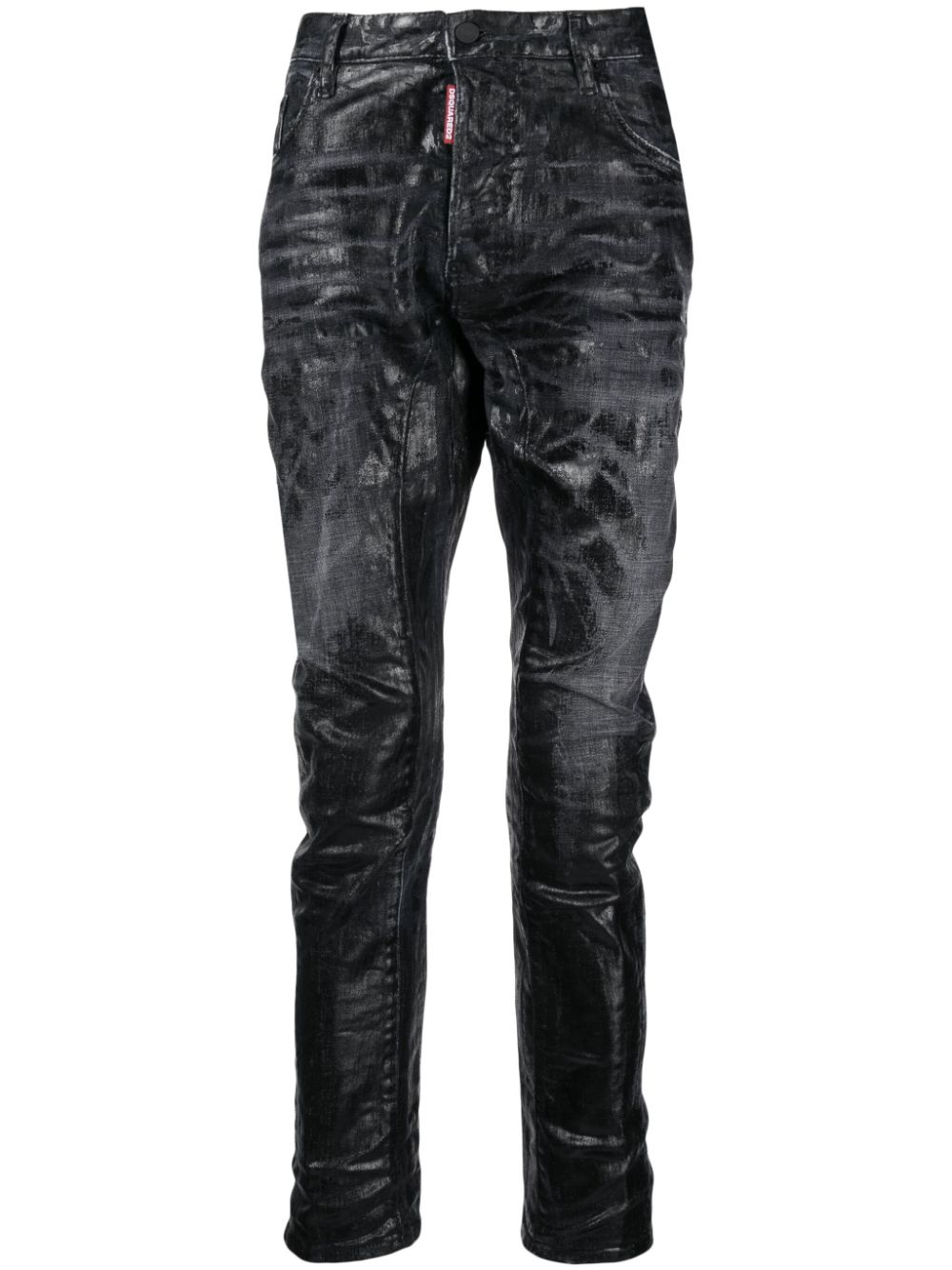 Logo-patch slim-fit jeans - Black