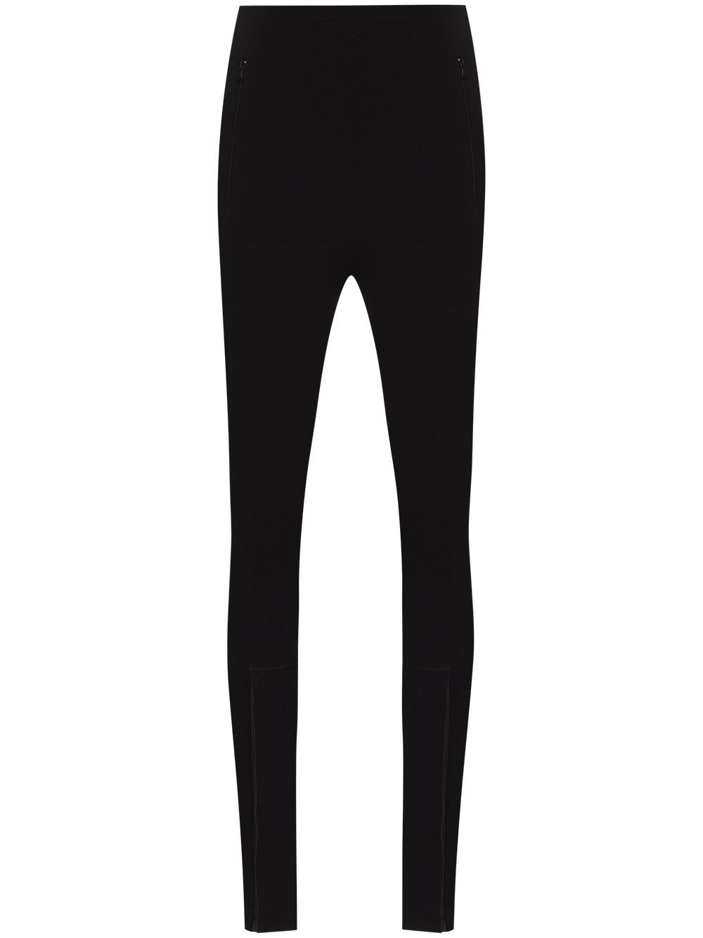 Technical Jersey Front Zip Leggings — Black