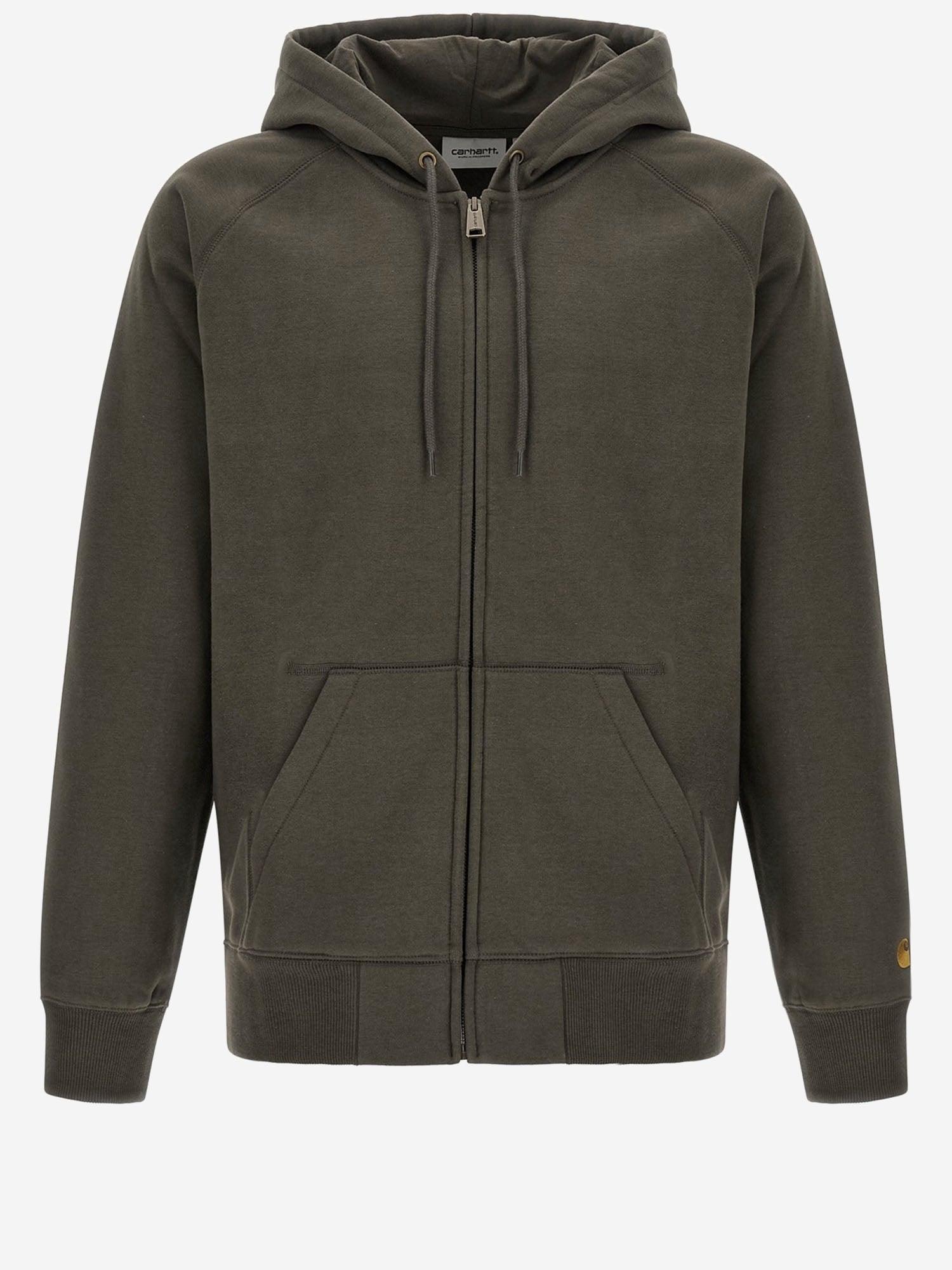 Cotton-Blend Zip Hoodie — Green