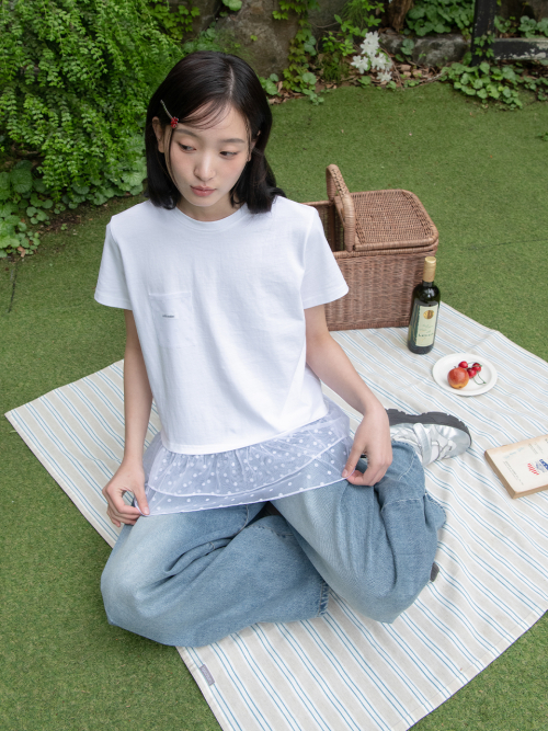 DOT RUFFLE POCKET T-SHIRT