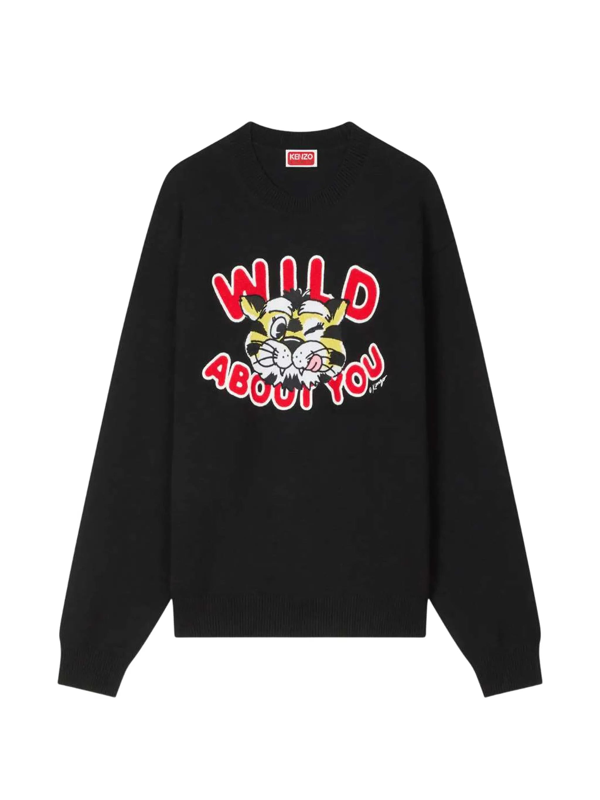 'Wild Tiger' Wool-Cotton Jumper with Tone-on-Tone Button Detail