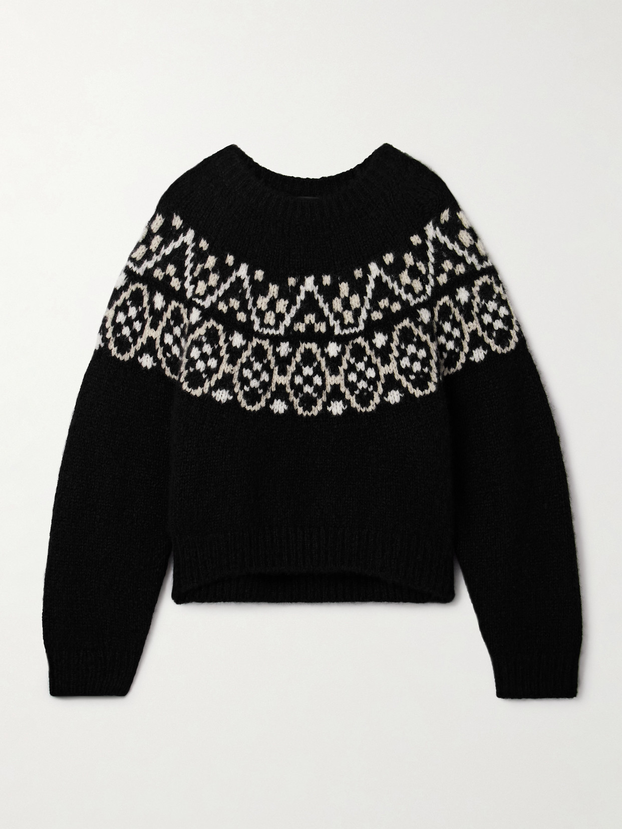 Chrissy Fair Isle Jacquard-knit Cashmere And Silk-blend Sweater - Black