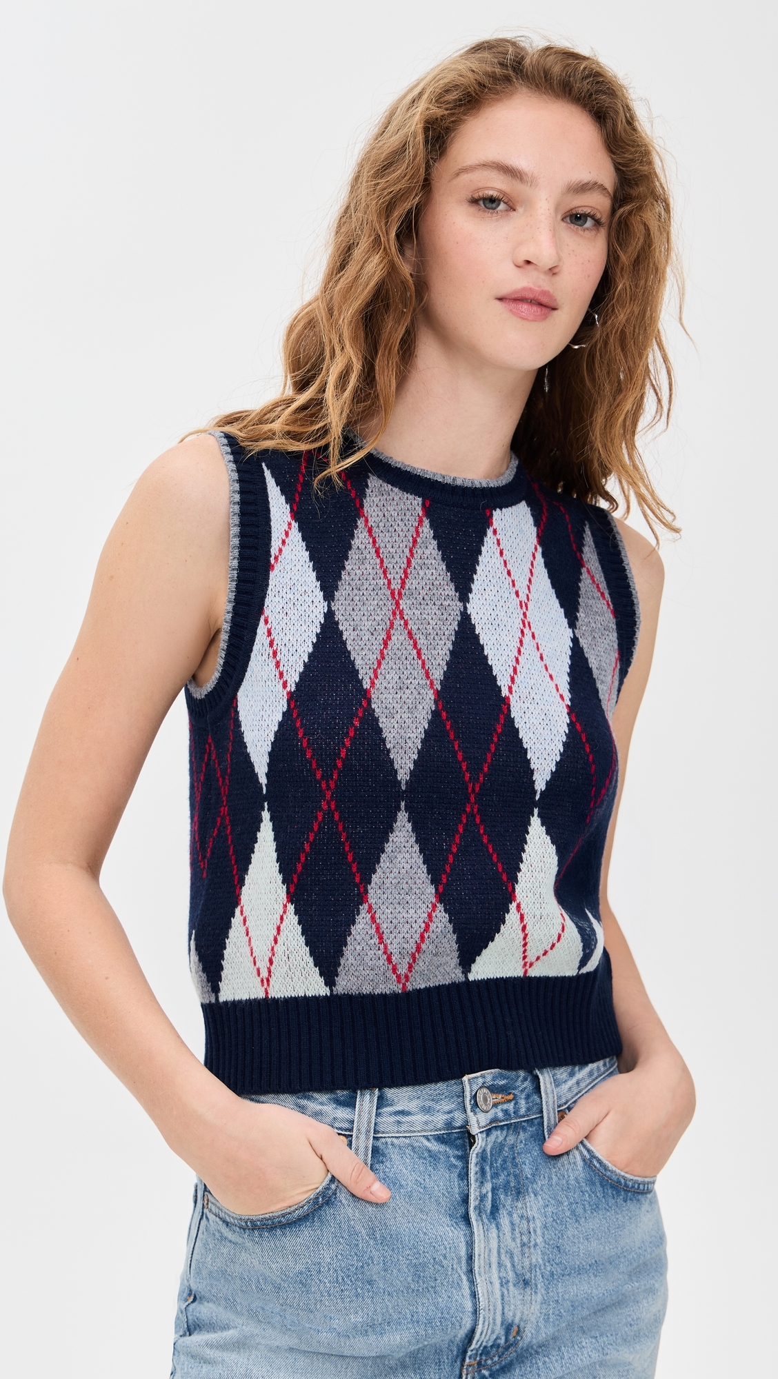 Argyle Sweater Vest Ivory