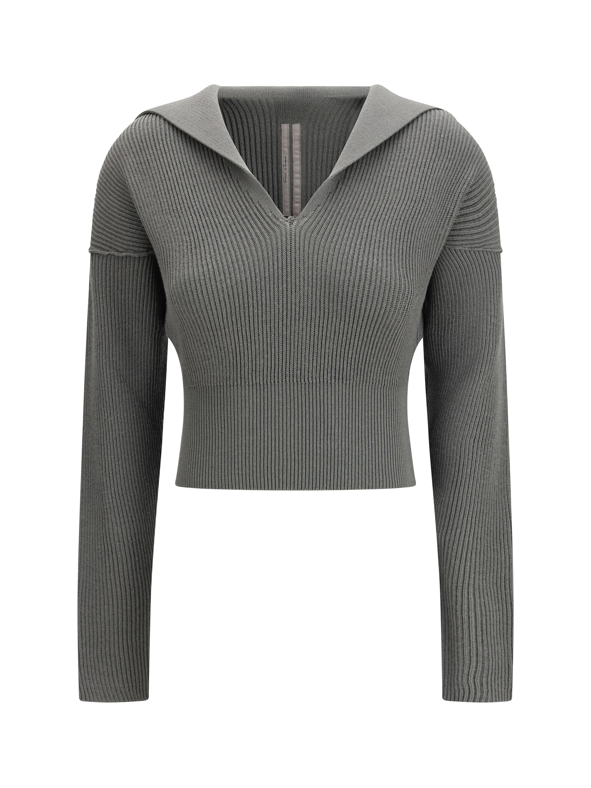 Virgin Wool V-Neck Sweater — Gray