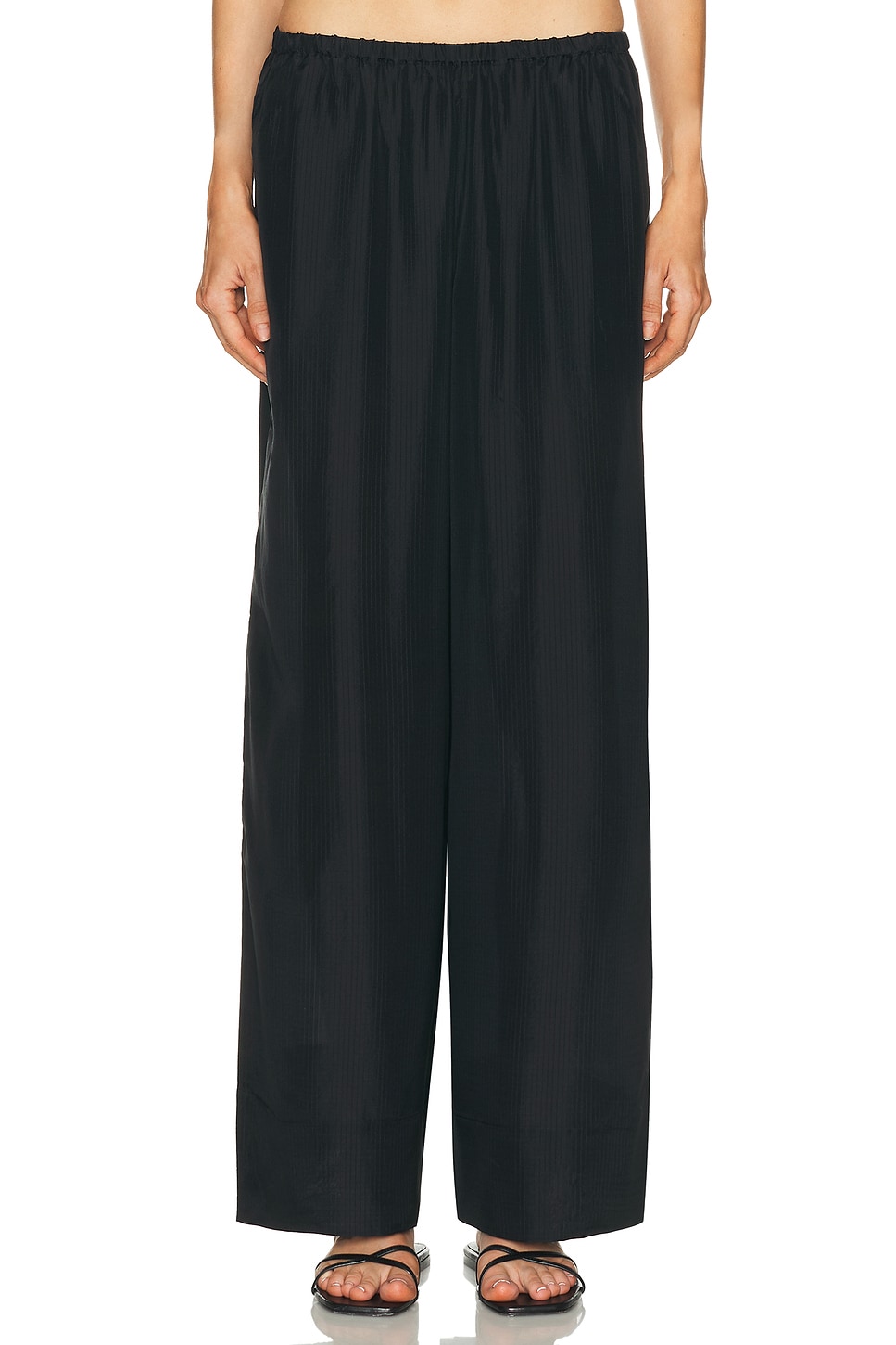 St. Agni Silk Grid Relaxed Pant in Black - Black. M also in
