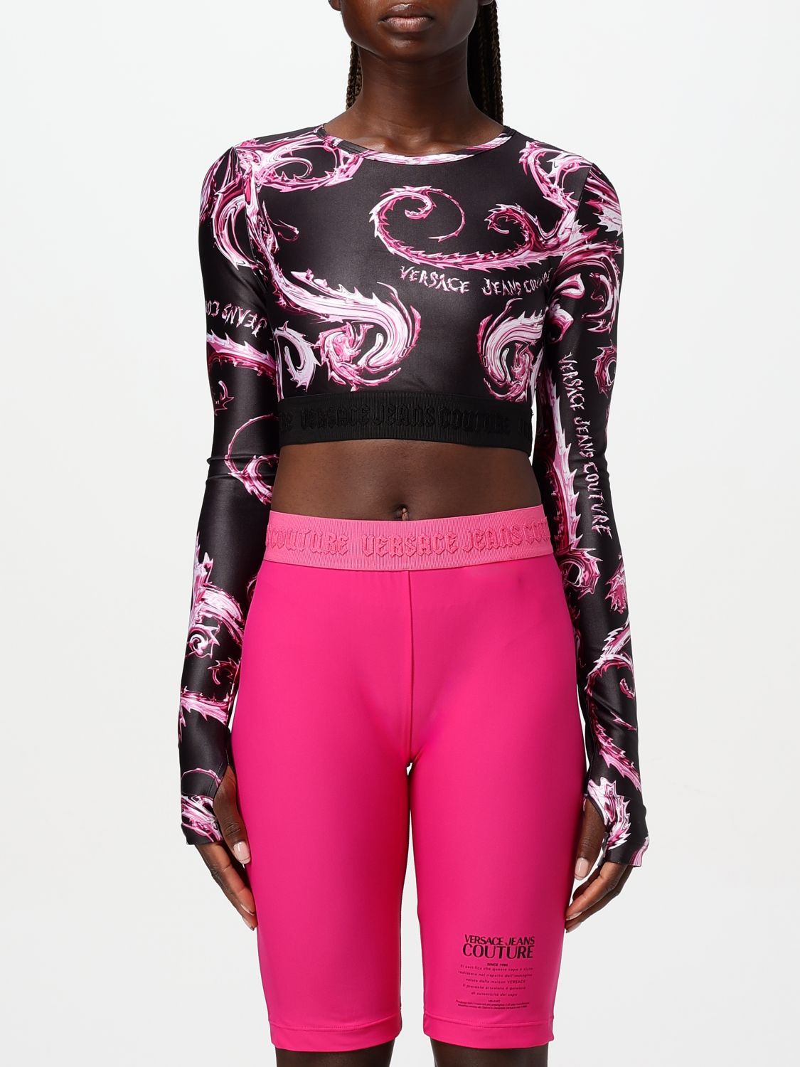 Chromo Couture-print cropped top - Black