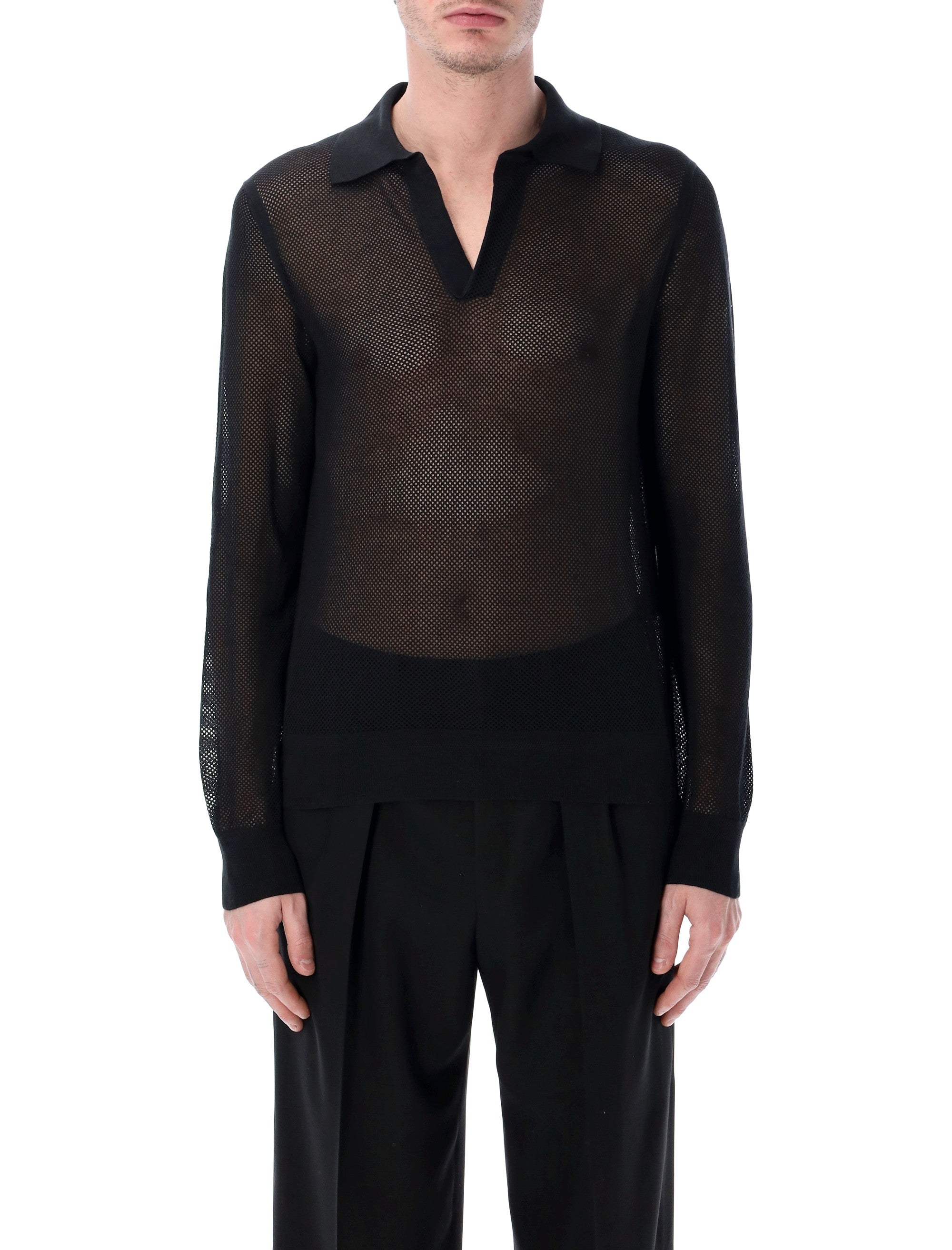 Cotton and Silk Mesh Sweater