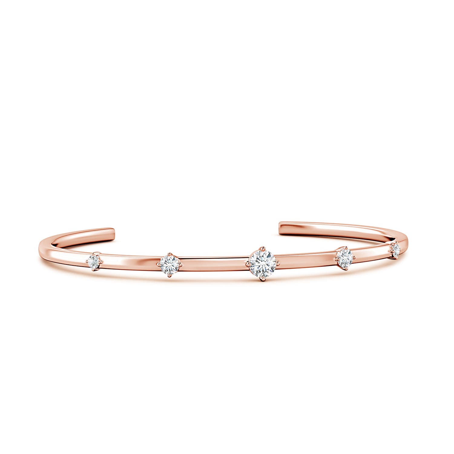 Angara 0.93 CTW Five-Stone Round Diamond Station Cuff Bracelet in 14K Rose Gold