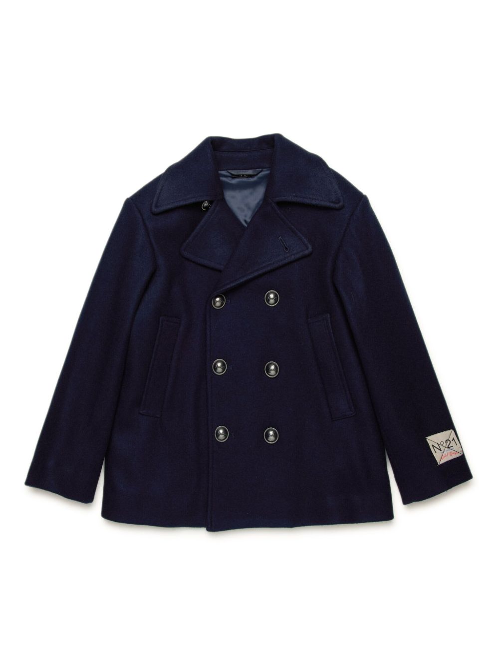 Nº21 Kids 키즈 logo-appliqué double-breasted coat - Blue N21939N0286