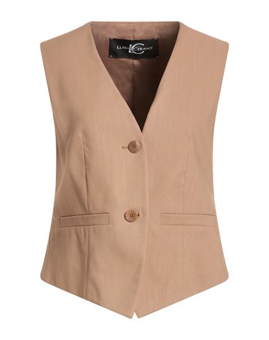 Woman Tailored Vest Light brown Size 8 Cotton, Viscose, Elastane