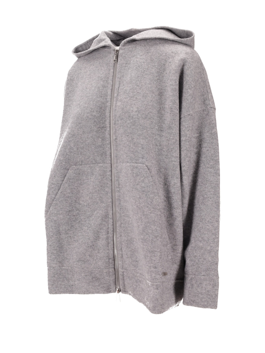 Grey Zip Up Relaxed Hoodie
