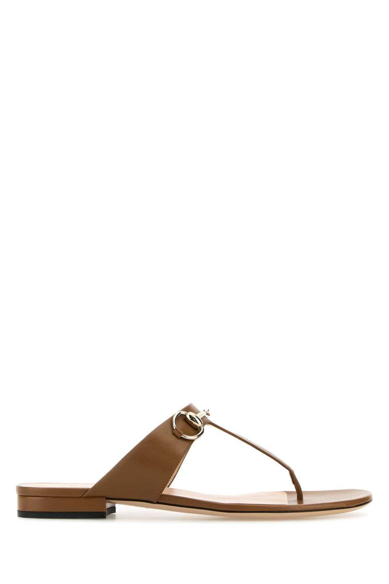 Camel Leather Thong Slippers