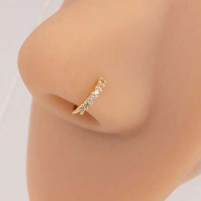 Micro-Inlaid Super Flash Open Nose Ring Personality Cool Piercing Nose Ring Fashion Piercing Nose Stud