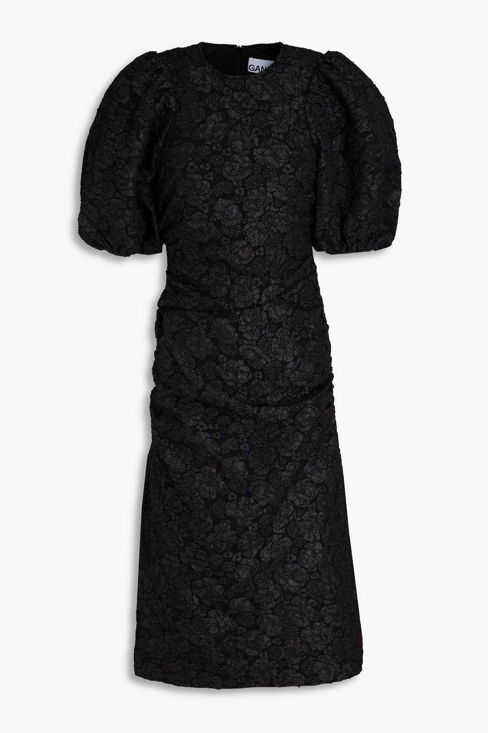 Ruched jacquard midi dress