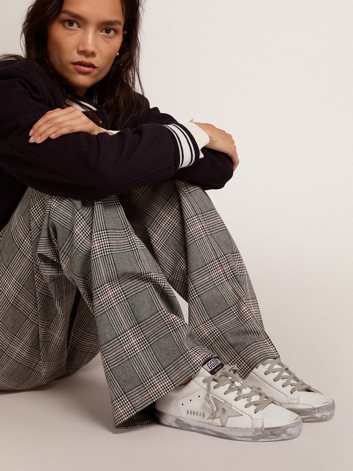 Golden Goose - Women's Super-star With Silver Sparkle Foxing And Metal Stud Lettering, Woman, Size: 35