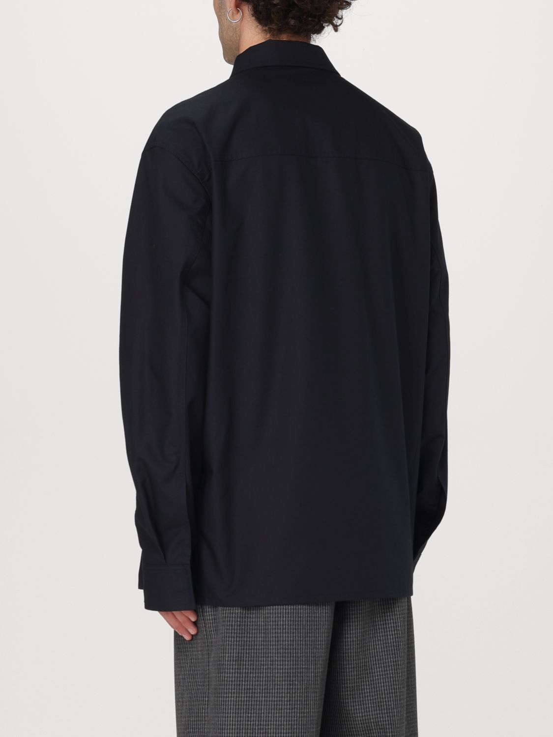 Logo-tag cotton shirt - Blue